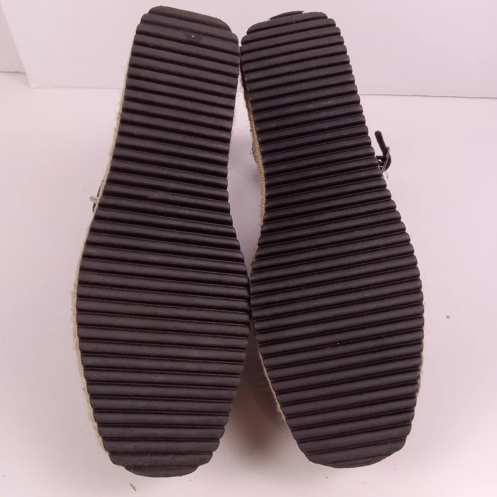 Asos Design Joyful Espadrilles Size 6 Black Faux Leather Flatform Boho Vacation